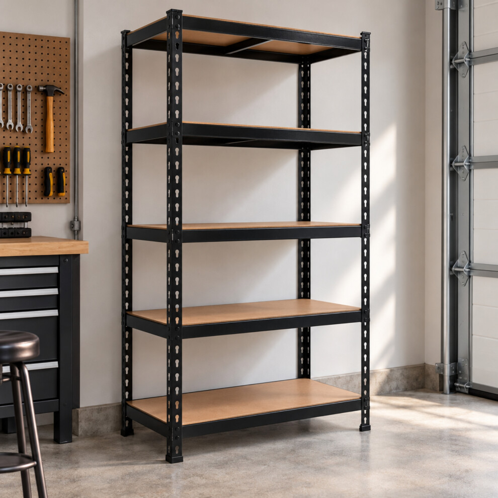 Samuel Alexander 1.22M X 1.83M 5 Tier Heavy Duty Metal Shelving Storage Racking Unit In Black