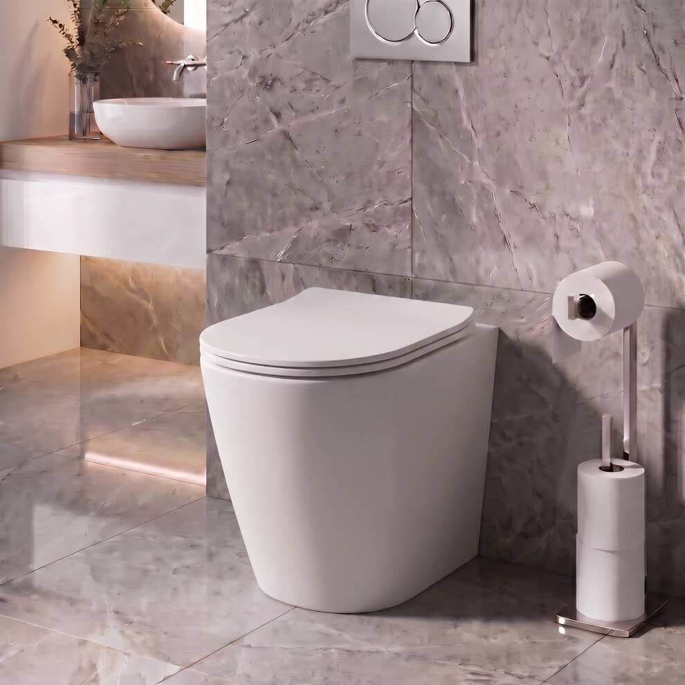Affine Back To Wall Rimless Toilet & Soft Close Seat - Matt White