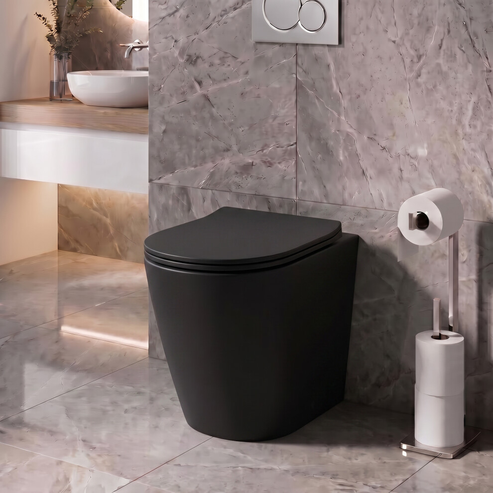 Affine Back To Wall Rimless Toilet & Soft Close Seat - Matt Black - Image 3