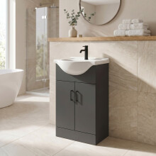 Alpine Black Freestanding Vanity Unit with Basin - 560mm