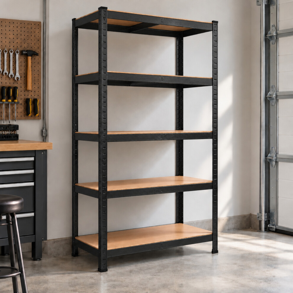 Samuel Alexander 5 Tier Metal Shelving Unit - Black - 1.8m - Image 5