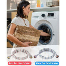 4Ft Washing Machine Hoses for All Washers, Water Supply Hookup, Burst Proof Flexible EPDM Core,Colored Hot/Cold Lines