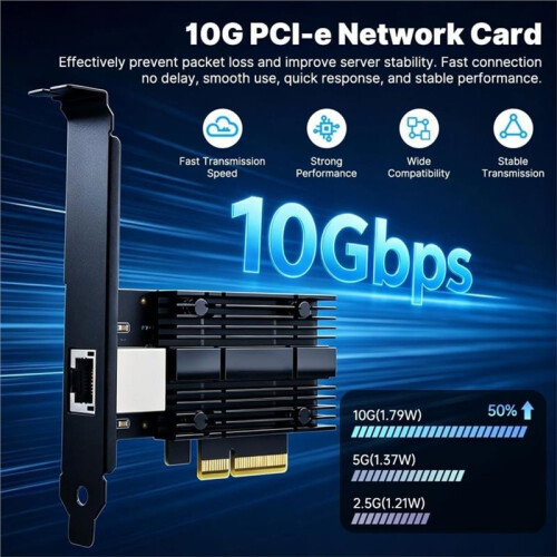 10G Pcie to Network Card Realtek RTL8127 PXE Boot 10Gbps RJ45 LAN for PC Server NAS Gaming for Win10/11/Linux 2