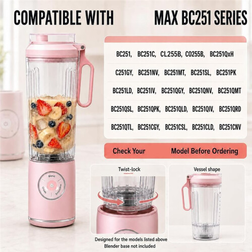 For  Blast Max Blender BC251 Replacement Container and Lid 22oz Replacement Cup with Leak Proof Lid and Boots 2