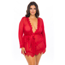 Oh La La Cheri Provence Women's Lingerie Robe Nightwear 3X/4X Red - Sexy Underwear for Women