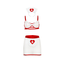 Oh La La Cheri Naughty Nurse Women's Lingerie Costume Set S/M Red/White - Sexy Fancy Dress Outfit for Women