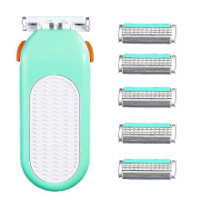 Green 6Pcs 3-Layer Manual Razor Blade Refills Comfort Glide Design Replacement Cartridges For Women Facial And Leg Hair Daily Grooming