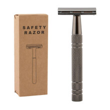 Double Sided Stainless Steel Manual Shaving Razor For Men With 5Pcs Spare Blades Ergonomic Handle Portable Travel Beard Grooming Tool