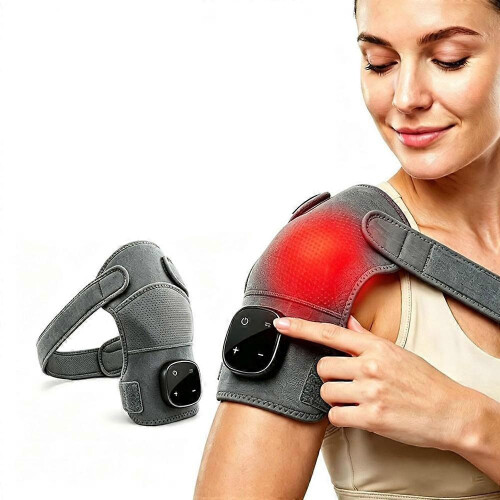 Triple Mode Shoulder Massager With Heat Compression And Vibration Function Adjustable Wrap Around Shoulder Massage Support Brace Porta 1