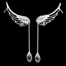 Orecchini pendenti a forma di ali d'angelo con cristalli, eleganti gioielli per le orecchie da donna, perfetti per tutti i giorni e pe