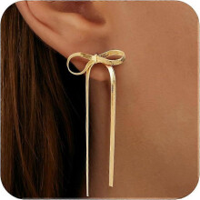 Orecchini pendenti a fiocco placcati in oro 18 carati per donna, gioielli alla moda e graziosi per le orecchie, perfetti per il ballo