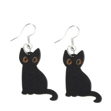 Boucles d'oreilles pendantes chat noir et squelette pour femme, thème Halloween, piercing, accessoire de mode pour soirées d'Halloween,