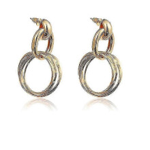 Boucles d'oreilles tendance en forme d'haltère pour femme, en acier inoxydable doré, style rock minimaliste, accessoire de mode à porte