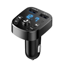 Transmisor FM para coche Bluetooth 5.0, kit inalámbrico para coche, manos libres, cargador USB dual para teléfono 2.1A, reproductor de