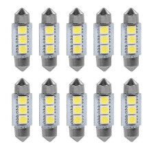 10pcs 36mm 12V 3 SMD 5050 Festoon LED Bulbs Car Interior Light White