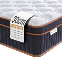 Thavion Double Mattress, 4FT6 Double Hybrid Memory Foam Mattress, 9-Zone Design with Pocket Springs and Orthopaedic Support, Comfort-Pressure Relief