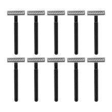 10Pcs Black Disposable Non-Slip Steel Double Blades Manual Hair Trimming Tool For Hotel And Home Grooming