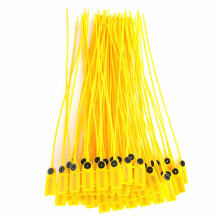 Gele plastic veiligheidszegel kabelbinders 40 cm - Verpakking van 100 stuks voor transport per vrachtwagen