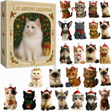 2026 Cat advent calendars Christmas Countdown Calendar With Cat Figurine Pendant Ornament 24 Days 3D Acrylic Cute Kitten Christmas Tree Decoration