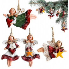 Kersthangertje in de vorm van een engel, 4 stuks, decoratieve figuurtjes, hangertjes, feestartikelen, kerstboomversiering.