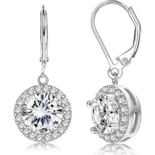 Ohrhänger aus 925er Sterlingsilber mit Klappverschluss für Damen und Herren, runder Zirkonia, klassisches Design, Ohrschmuck für Pierc