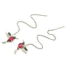 Kolibri-Ohrstecker mit Strasssteinen und langer Quaste für Damen – Eleganter Ohrschmuck mit Tiermotiv, auffälliges Accessoire für jed
