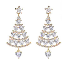 Weihnachtsbaum- und Stern-Ohrhänger für Damen – luxuriöser, glitzernder, festlicher Ohrschmuck für Weihnachten, Partys und den Alltag