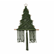 Macrame Christmas Wall Hanging – Cotton Rope with Star – for Farmhouse Decor(Green)
