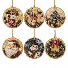 DIY Christmas Tree Decorations Pearl and Diamond Painting Acrylic Christmas 6Pcs Ornament Set