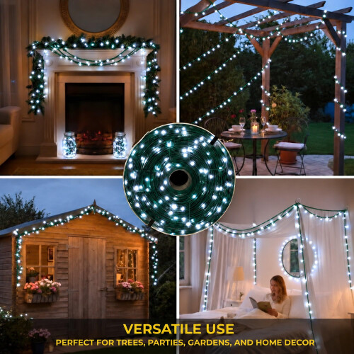 (Cool White, 10m/100LEDs) Christmas Strip Light LED String Mains Multimode 2