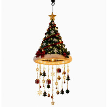 Santa Hat Cone Ornament with Warm LED Lights & Tassel Indoor Outdoor Xmas Decoration for Porch Fireplace Lighted Decor(Christmas Tree)