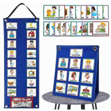 2-in-1 Kids Visual Schedule Chart, Daily Chore Routine Calendar with 70 Cards, Felt Board and Wall Chart for Home and Classroom