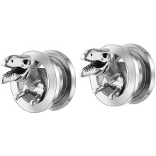 3D dinosauruspatroon oortunnels/oorvergroters voor vrouwen en tieners, 10 mm, 2 stuks, unieke oorpiercings, ooraccessoire met print, c