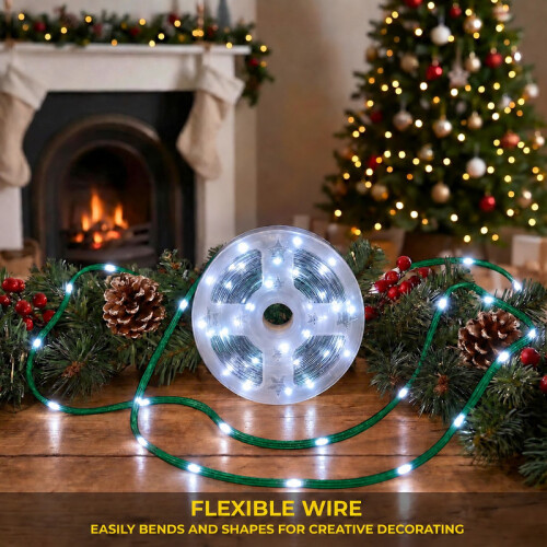 (Cool White, 50m/500LEDs) Christmas Strip Light LED String Mains Multimode 1