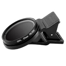 Ultradunne clip-on CPL telefoonlens camera circulair polarisatiefilter neutraal grijsfilter 37mm cameralens (zwart)