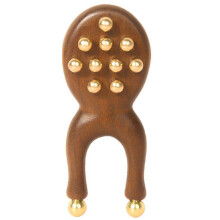 Houten Y-vormig massageapparaat met scarabee-design, draagbaar huidverzorgingsapparaat voor thuis en op reis. Persoonlijk lichaamsverz
