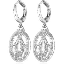 Pendientes colgantes ovalados de la Virgen María para mujer, con temática religiosa cristiana, joyería para piercing en la oreja, acce