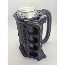 Nueva taza de 355 ml (12 onzas) con diseño de bloque de motor impreso en 3D en color gris: regalo de San Valentín para los amantes de