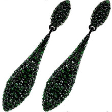 Conjunto de 3 pares de pendientes colgantes de gota de agua verdes para novias, con incrustaciones de brillantes diamantes de imitació