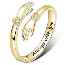 Modieuze knuffelringen, verstelbare open ring voor vrouwen, creatieve liefdesring met persoonlijkheid, geliefde Mo