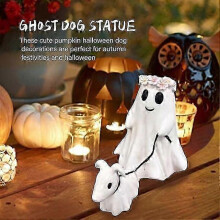 Spookhondbeeldje, griezelig spookhondbeeldje voor Halloween, spookhondbeelden voor Halloween, spook dat met zijn spookhond wandelt, Ha
