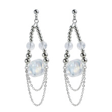 Stylish Lava Tassel Bead Chain Dangle Drop Earrings For Women Elegant Transparent Piercing Ear Jewelry Trendy Long Tassel Design Daily