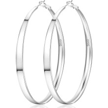 5mm Wide 925 Sterling Silver Oversized Hoop Earrings For Women Lightweight Piercing Ear Jewelry Multiple Sizes 30 40 50 60 70mm