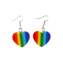 Rainbow Heart Star Earring For Women Acrylic Fringe Heart Star Dangle Earring