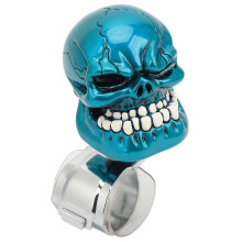 Pomo giratorio de volante con forma de calavera para coches, camiones, tractores y barcos (azul)