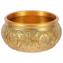 Golden Feng Shui Wealth Bowl Ornament For Entryway Decoration Offering Good Luck And Prosperity 1Pack