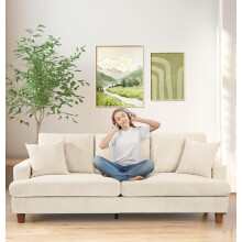 (Beige) 3-Sitzer Sofa Modern Cordura Couch Loungesofa mit Kissen und Armlehnen Loveseat
