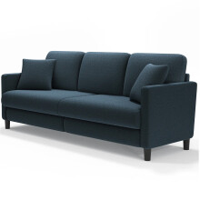 (Blau) Sofa 3 Sitzer Modern Sofa Couch mit 2 Kissen Holzfüßen Lounge Gästesofa Loveseat