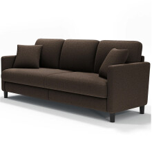 (Braun) Sofa 3 Sitzer Modern Sofa Couch mit 2 Kissen Holzfüßen Lounge Gästesofa Loveseat