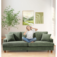 (Grün) 3-Sitzer Sofa Modern Cordura Couch Loungesofa mit Kissen und Armlehnen Loveseat